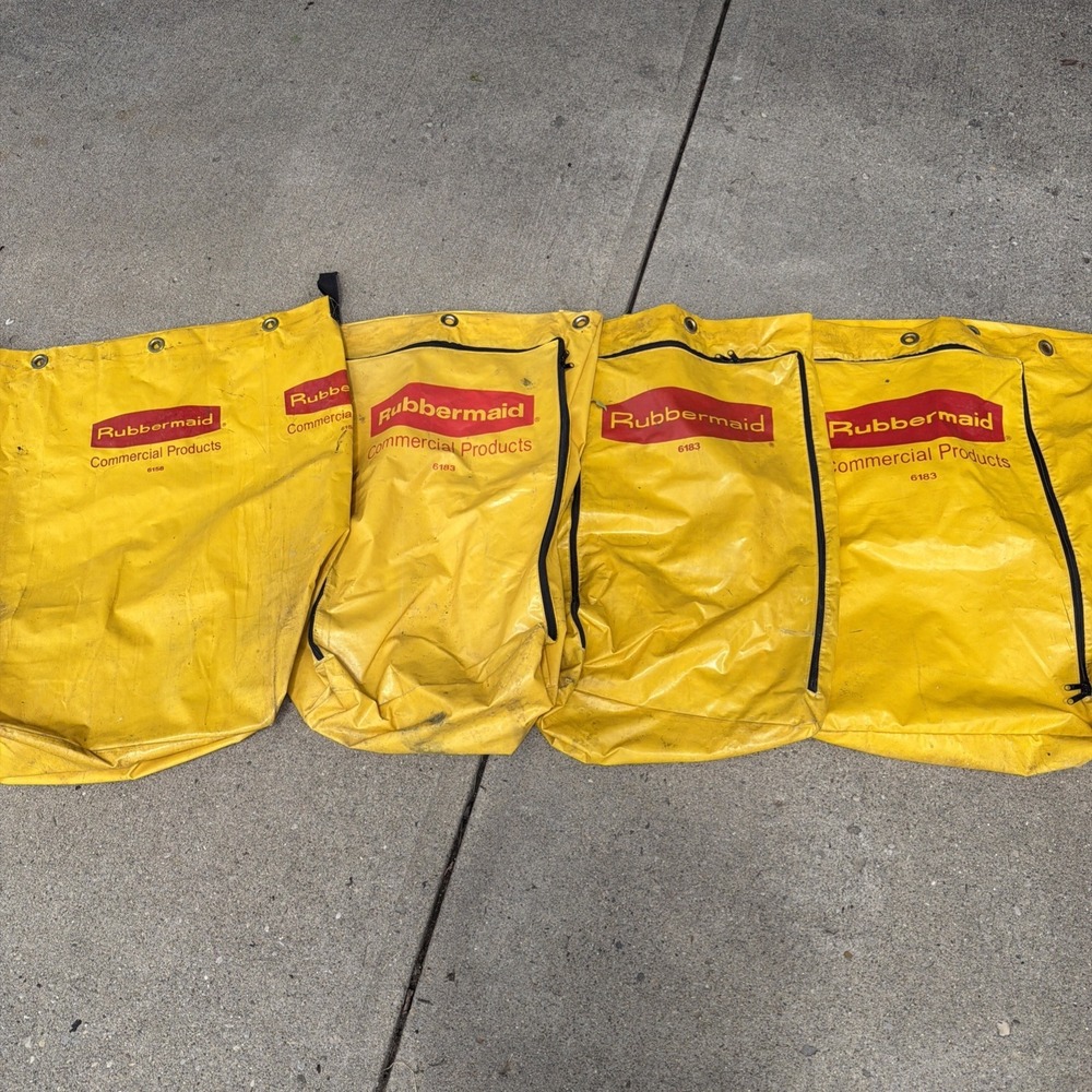 (4)‎ Rubbermaid Commercial 6183 Zippered Yellow Vinyl Cleaning Cart Bag